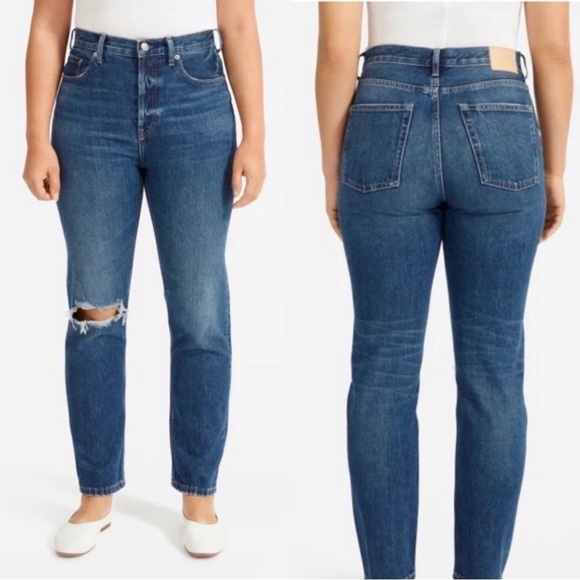 Everlane The 90s Cheeky High Rise Destructed Blue Jean - Picture 3 of 13